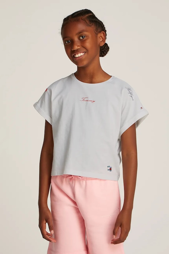 Tommy Hilfiger tricou copii imprimeu alb KG0KG08300.128.176.PPYA