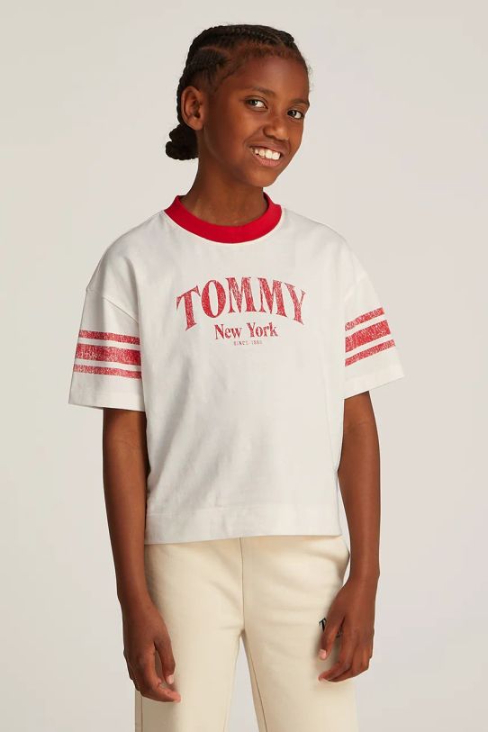 Tommy Hilfiger t-shirt bawełniany dziecięcy nadruk biały KG0KG08293.PPYA