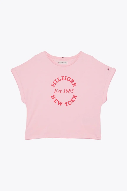 Tommy Hilfiger t-shirt bawełniany dziecięcy KG0KG08295.98.122.PPYA różowy SS25