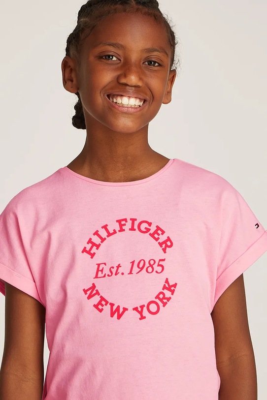 Tommy Hilfiger t-shirt bawełniany dziecięcy różowy KG0KG08295.98.122.PPYA