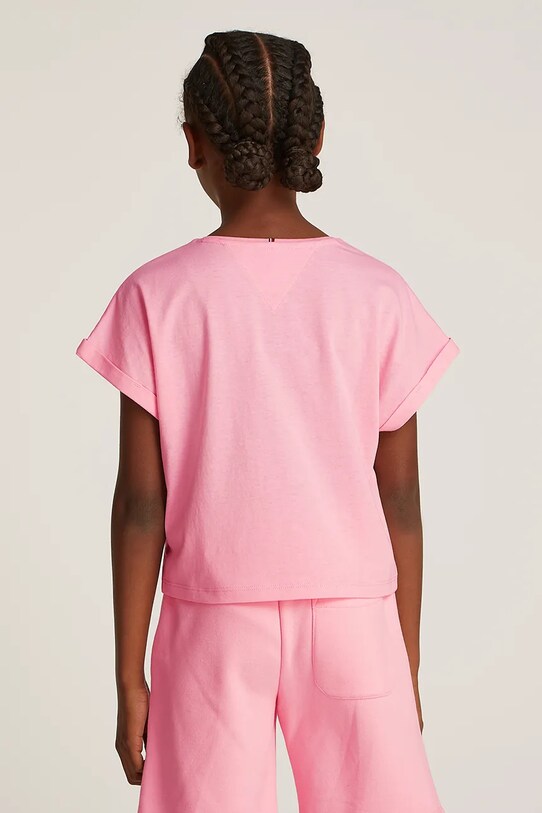 Fete Tommy Hilfiger tricou de bumbac pentru copii KG0KG08295.128.176.PPYA roz