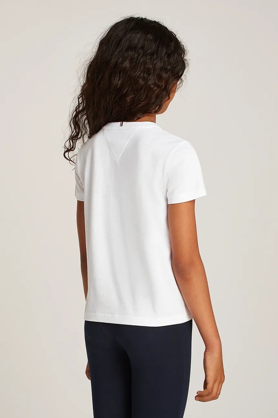 Dziewczynka Tommy Hilfiger t-shirt bawełniany dziecięcy KG0KG08296.128.176.PPYA biały