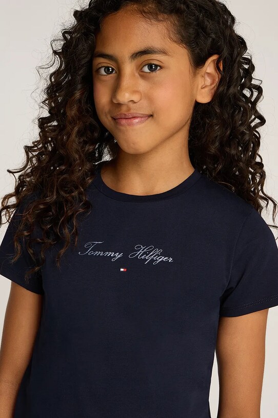 Tommy Hilfiger tricou de bumbac pentru copii KG0KG08298.98.122.PPYA bleumarin