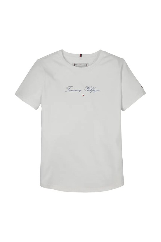 Детская хлопковая футболка Tommy Hilfiger KG0KG08298.128.176.PPYA белый SS25