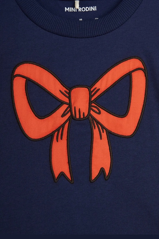 Fete Mini Rodini tricou de bumbac pentru copii Bow 2512012860 bleumarin