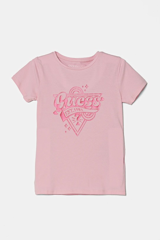 Dětské bavlněné tričko Guess s elastanem růžová J5RI02.K6YW4.PPYA
