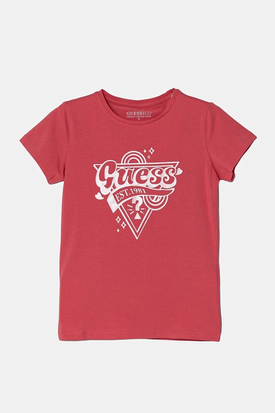 Детская хлопковая футболка Guess с эластаном розовый J5RI02.K6YW4.PPYA