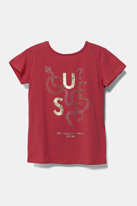 Guess t-shirt dziecięcy z elastanem różowy J5RI15.K6YW4.PPYA