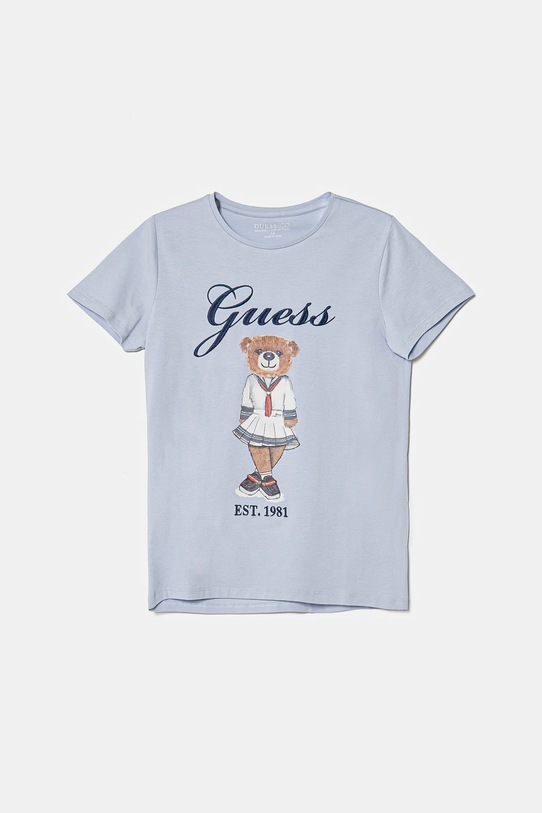 Guess t-shirt dziecięcy z elastanem niebieski J5RI24.K6YW4.PPYA