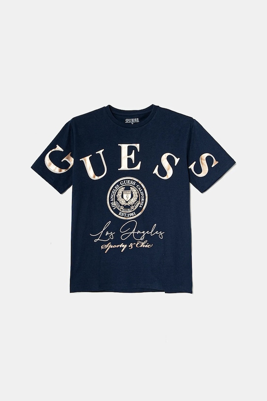 Guess t-shirt bawełniany dziecięcy nadruk granatowy J5RI28.K8HM4.PPYA