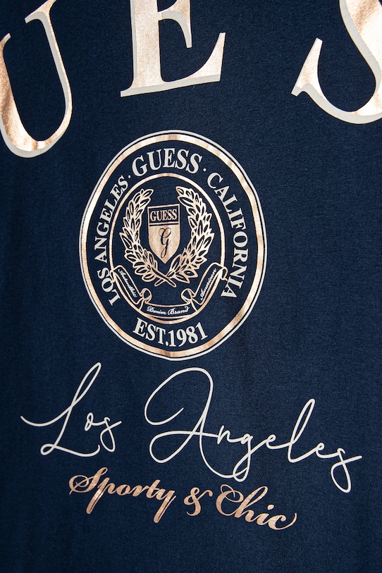 Dziewczynka Guess t-shirt bawełniany dziecięcy J5RI28.K8HM4.PPYA granatowy
