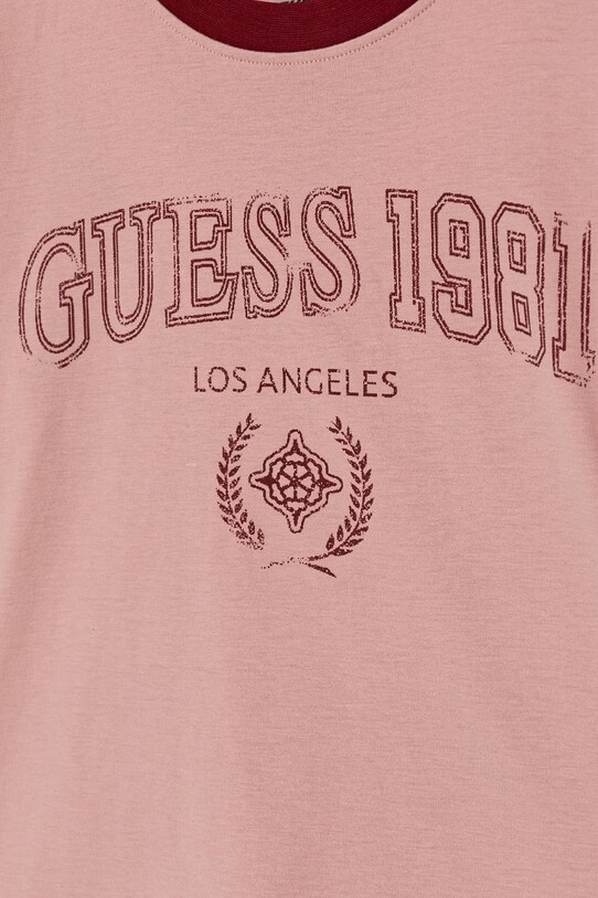 Дівчинка Дитяча бавовняна футболка Guess J5RI45.KA260.PPYA рожевий