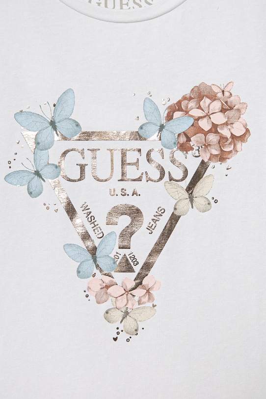 Djevojčice Dječja pamučna majica kratkih rukava Guess K5RI07.K6YW4.PPYA bijela