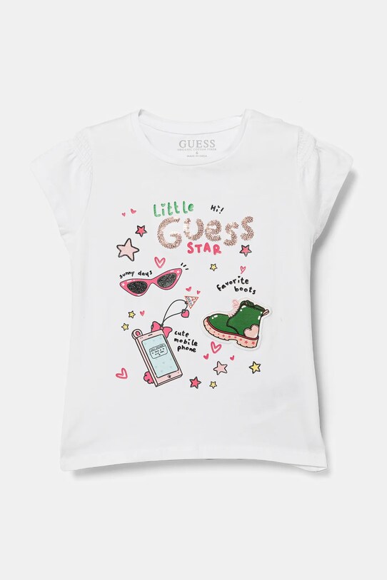 Detské tričko Guess nášivka biela K5RI14.K6YW4.PPYA