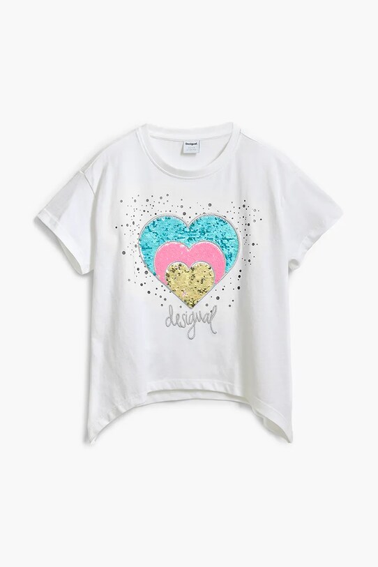 Desigual tricou de bumbac pentru copii 25SGTK01 alb SS25