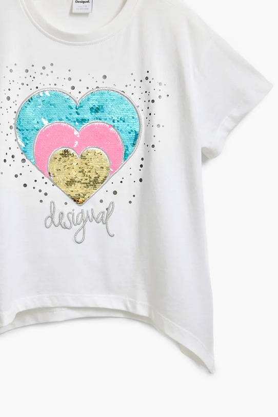 Otroška bombažna kratka majica Desigual bela 25SGTK01