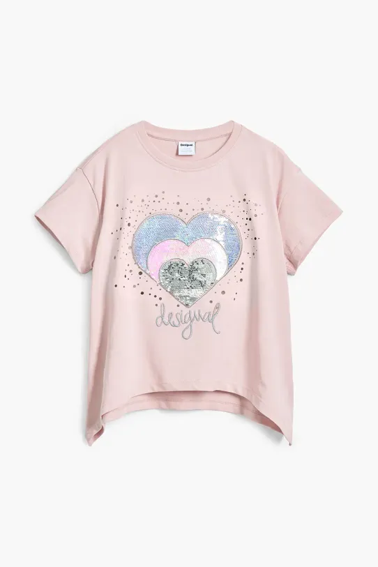 Desigual maglietta in cotone per bambini 25SGTK01 rosa SS25