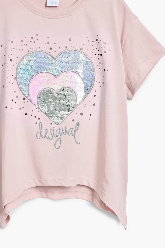 Otroška bombažna kratka majica Desigual roza 25SGTK01
