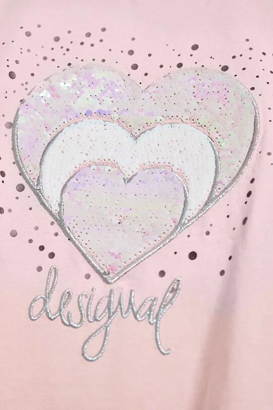 Desigual tricou de bumbac pentru copii 25SGTK01 roz