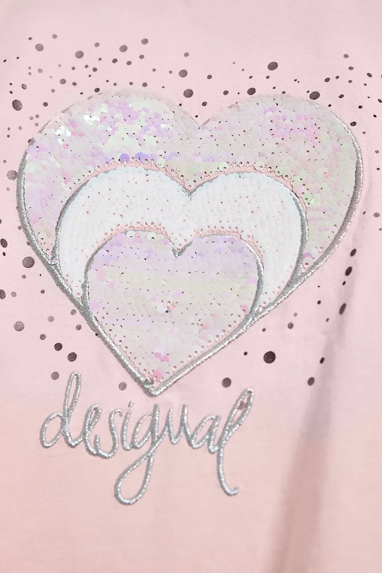 Otroška bombažna kratka majica Desigual 25SGTK01 roza