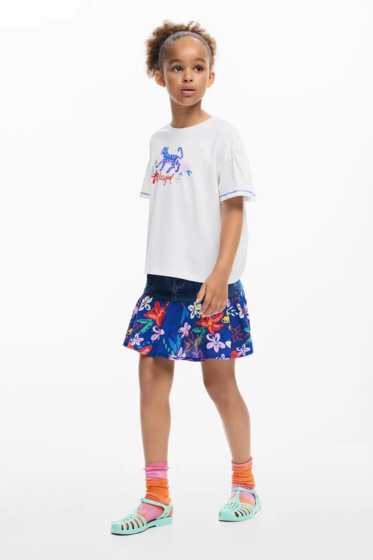 Desigual tricou de bumbac pentru copii print alb 25SGTK02