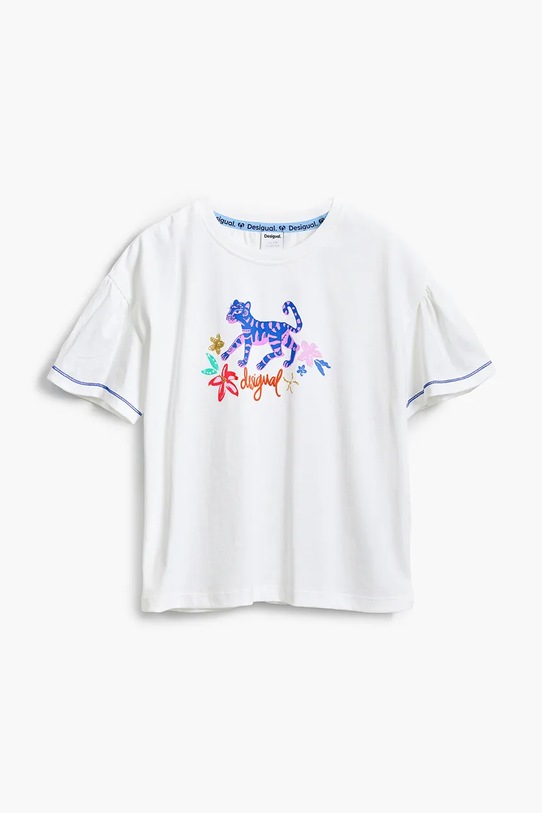 Otroška bombažna kratka majica Desigual 25SGTK02 bela SS25