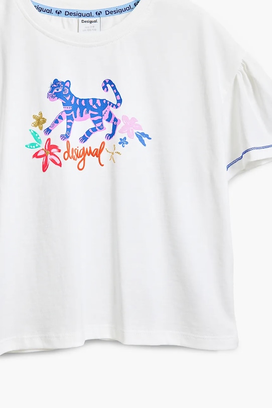 Otroška bombažna kratka majica Desigual bela 25SGTK02