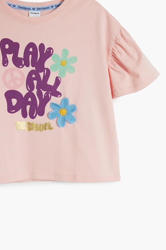 Детска памучна тениска Desigual розов 25SGTK03