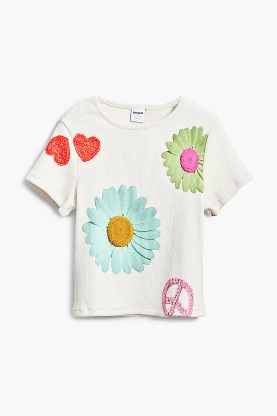 Desigual tricou copii 25SGTK18 alb SS25