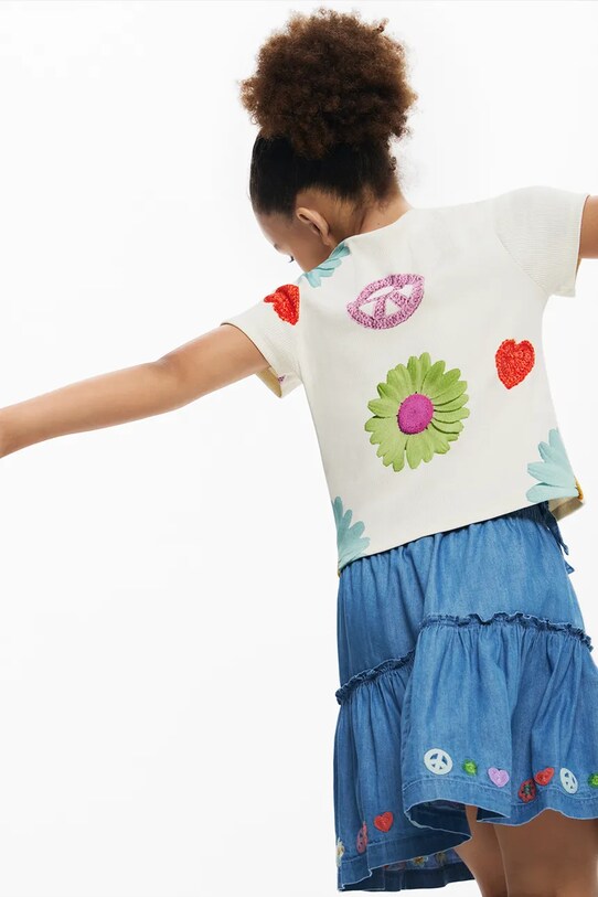 Desigual tricou copii 25SGTK18 alb