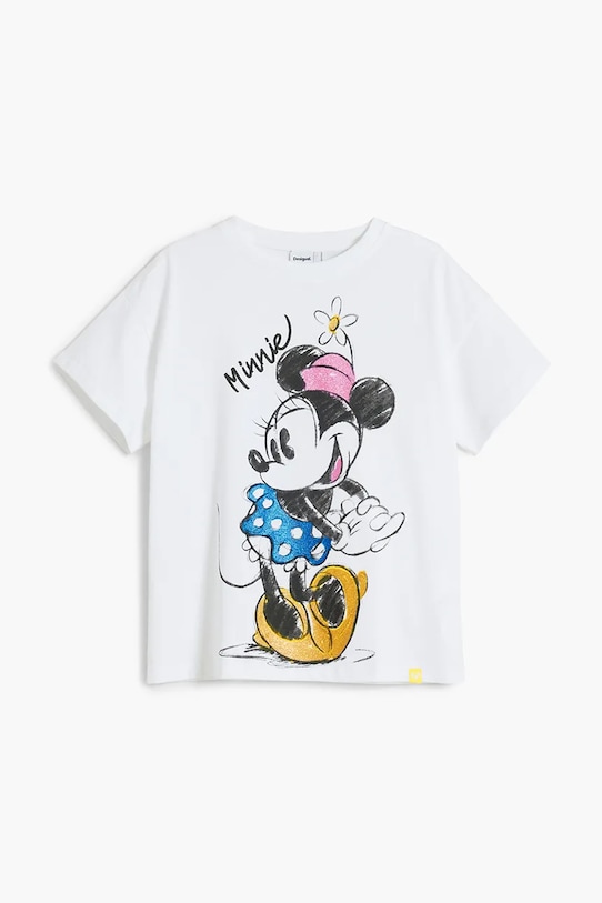 Otroška bombažna kratka majica Desigual x Disney 25SGTK19 bela SS25