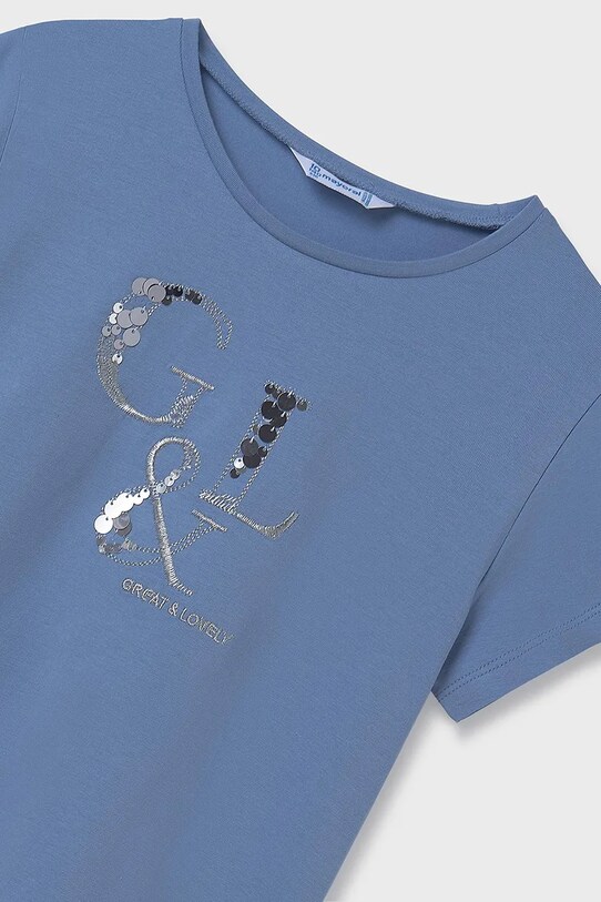 Dziewczynka Mayoral t-shirt dziecięcy 854.8C.Junior.PPYA niebieski