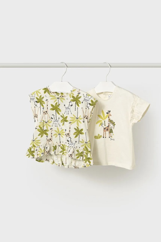 Mayoral t-shirt bawełniany dziecięcy 2-pack nadruk zielony 1047.4H.Baby.PPYA