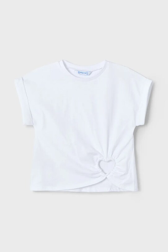 Mayoral tricou de bumbac pentru copii 3006.6F.Mini.PPYA alb SS25