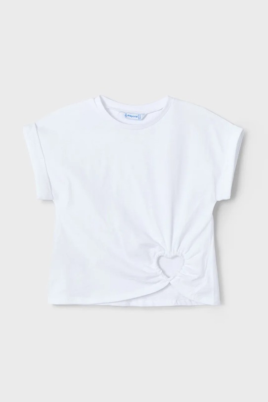 Mayoral t-shirt bawełniany dziecięcy 3006.6F.Mini.PPYA biały SS25