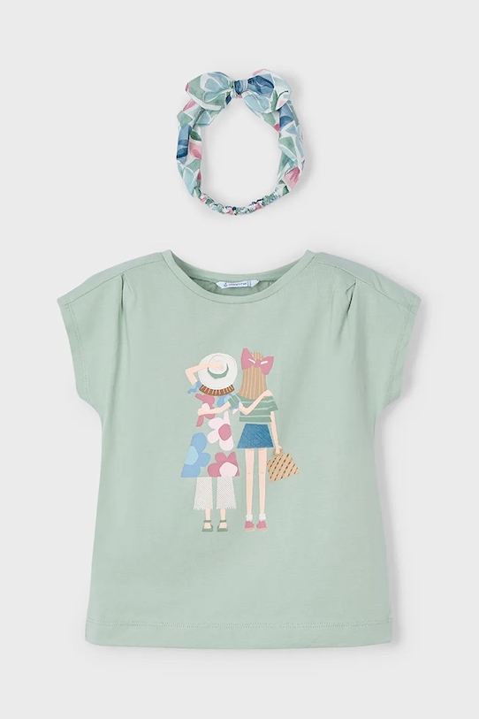 Παιδικό βαμβακερό μπλουζάκι Mayoral στάμπα πράσινο 3009.6H.Mini.PPYA