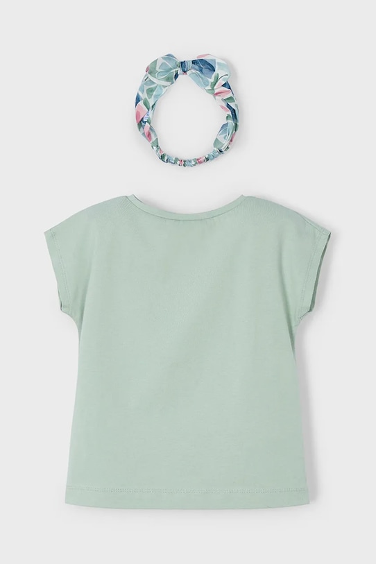 Παιδικό βαμβακερό μπλουζάκι Mayoral 3009.6H.Mini.PPYA πράσινο SS25