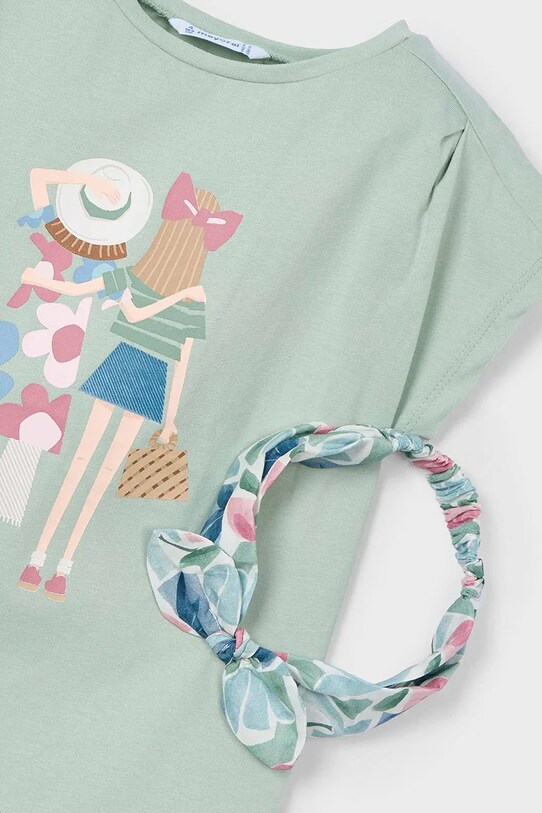 Κοριτσίστικα Παιδικό βαμβακερό μπλουζάκι Mayoral 3009.6H.Mini.PPYA πράσινο