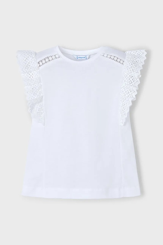 Mayoral t-shirt bawełniany dziecięcy 3010.6J.Mini.PPYA biały SS25