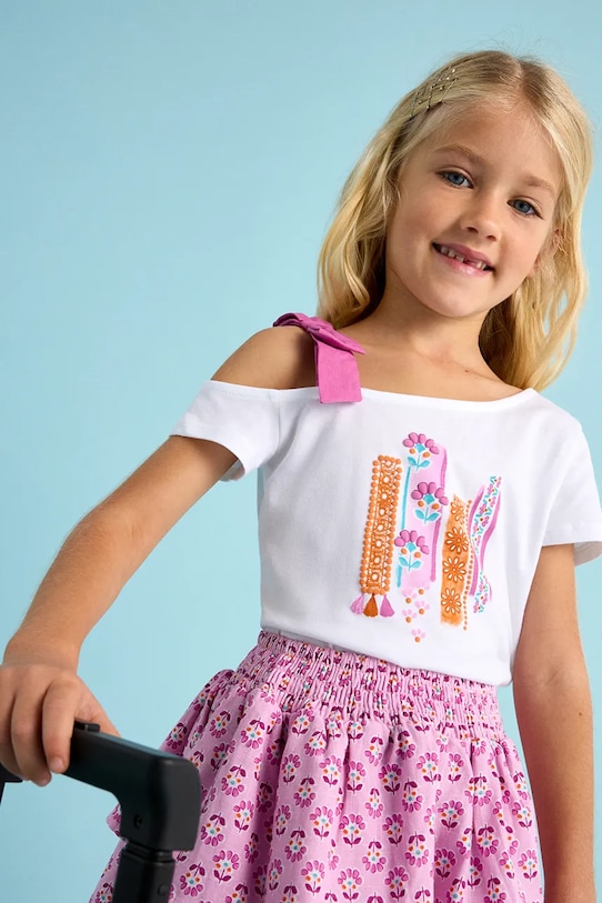 Mayoral t-shirt bawełniany dziecięcy nadruk różowy 3011.6K.Mini.PPYA