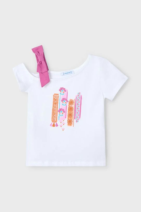 Mayoral t-shirt bawełniany dziecięcy 3011.6K.Mini.PPYA różowy SS25