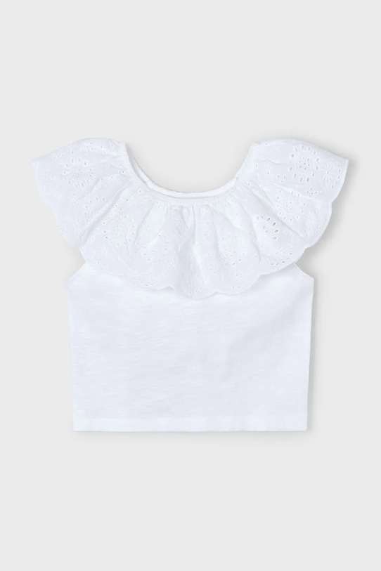 Mayoral tricou de bumbac pentru copii 3012.6K.Mini.PPYA alb SS25