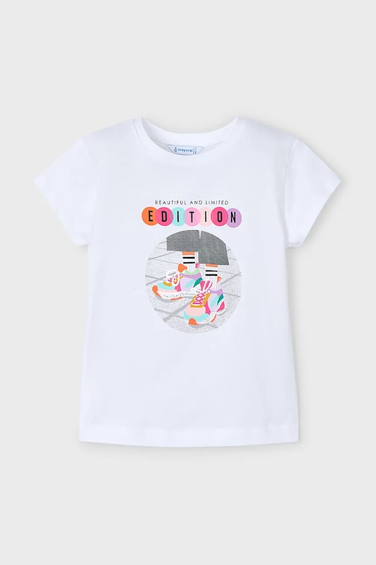 Mayoral tricou de bumbac pentru copii print alb 3014.6R.Mini.PPYA