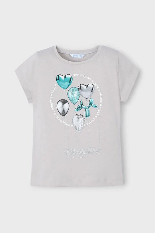 Mayoral t-shirt bawełniany dziecięcy nadruk szary 3014.6R.Mini.PPYA