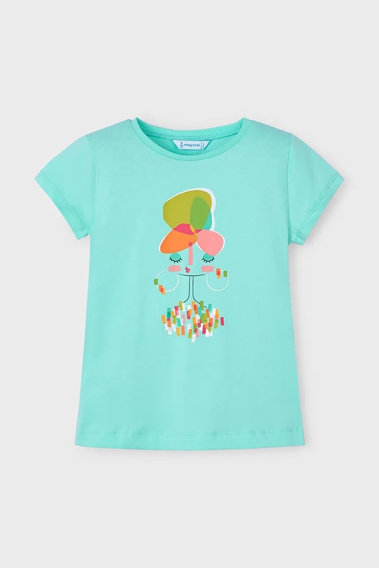 Mayoral tricou de bumbac pentru copii print turcoaz 3014.6R.Mini.PPYA