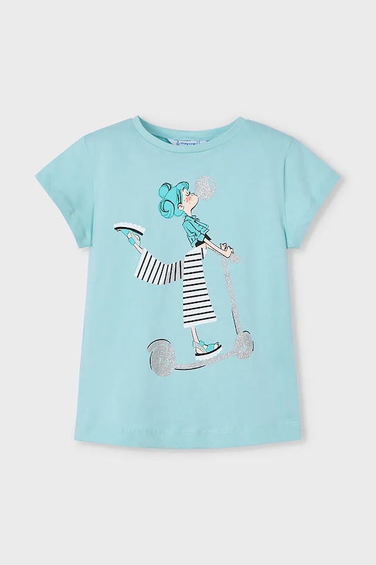 Mayoral tricou de bumbac pentru copii 3014.6R.Mini.PPYA turcoaz SS25