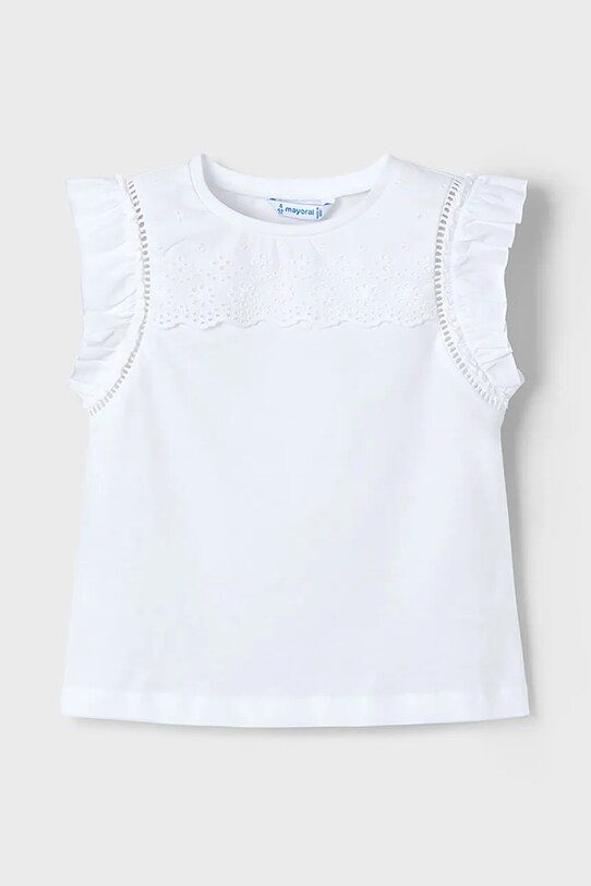 Mayoral tricou de bumbac pentru copii 3020.6L.Mini.PPYA alb SS25