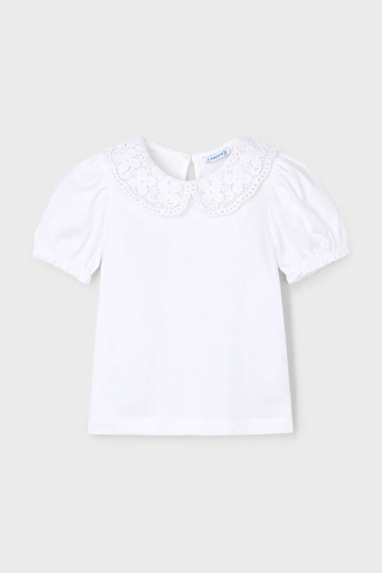 Mayoral tricou de bumbac pentru copii uni alb 3055.6H.Mini.PPYA