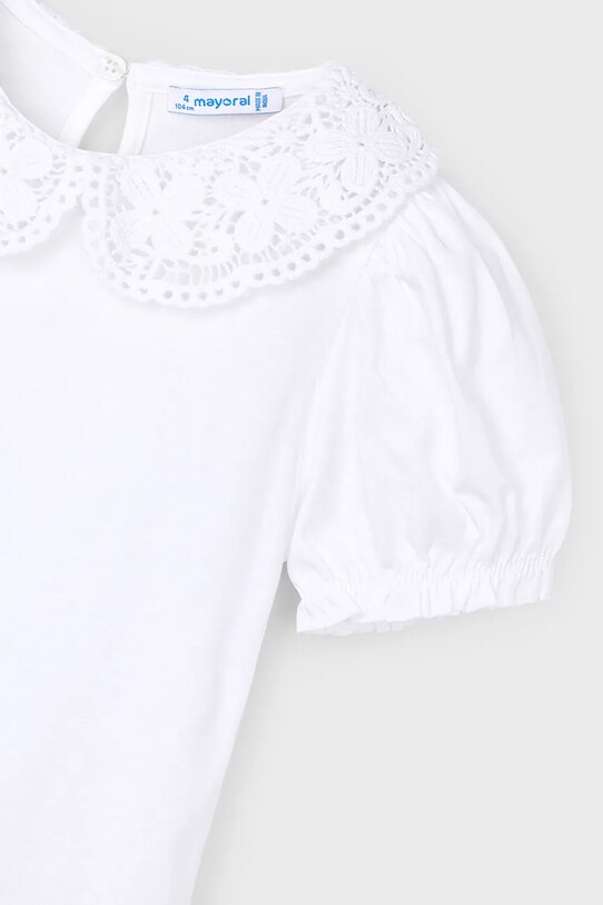Fete Mayoral tricou de bumbac pentru copii 3055.6H.Mini.PPYA alb