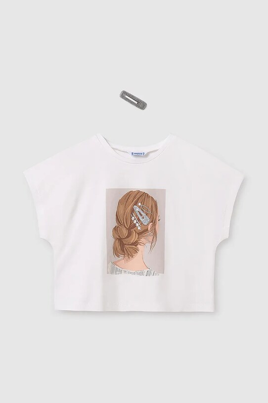 Mayoral tricou de bumbac pentru copii 6021.8B.Junior.PPYA bej SS25